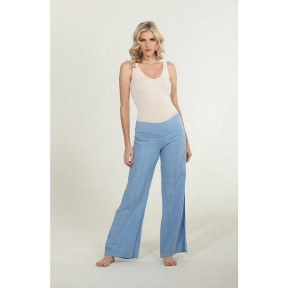💕FRESH LAUNDRY💕 Linen Foldover Pants ~ 100% Linen Blue XL NWT - Picture 11 of 14